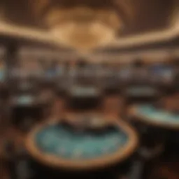 A panoramic view of the Aria Casino floor showcasing gaming tables and slot machines.