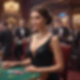 Elegant evening wear suitable for a casino environment