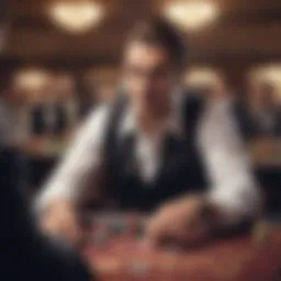 Casino dealer demonstrating card shuffling technique