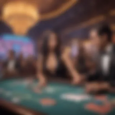 Vibrant entertainment stage within the casino featuring a live performance