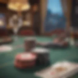 An elegant poker table setting with cards and chips