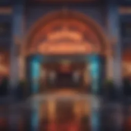 Illuminated entrance of Phila Live Casino at night