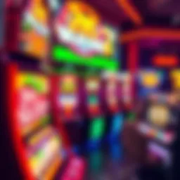 A vibrant slot machine display showcasing various themes and symbols.