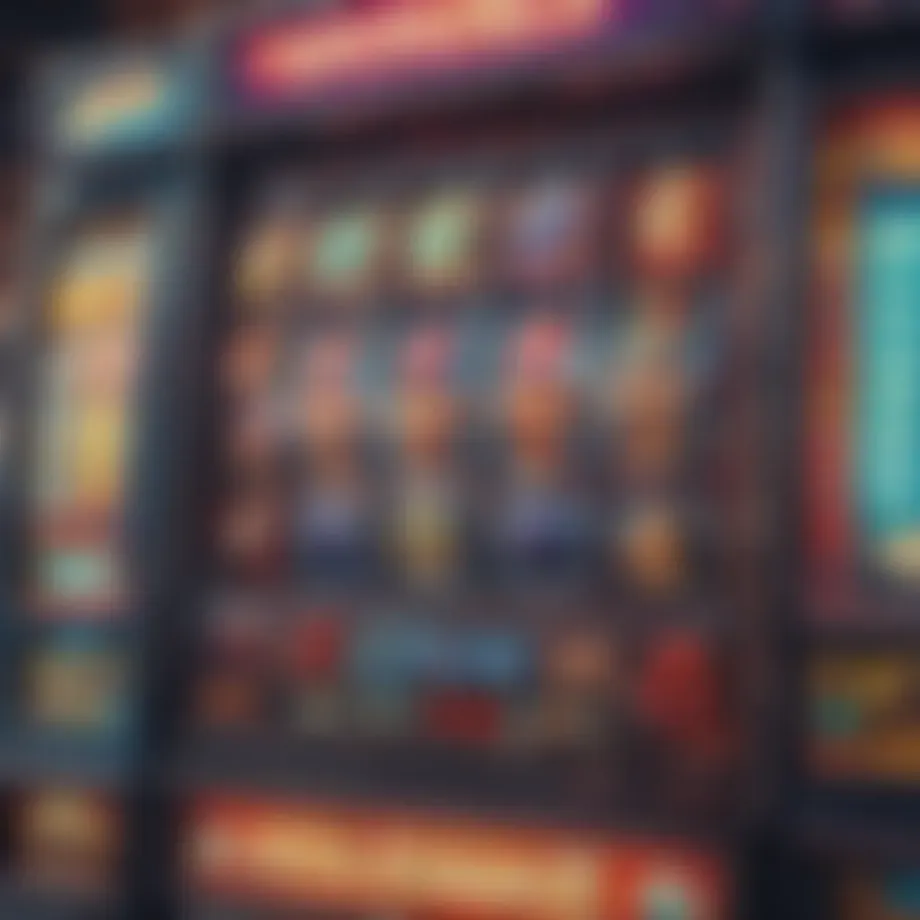 Vibrant slot machine display with colorful graphics and symbols