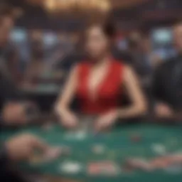 A high-stakes blackjack table with focused players
